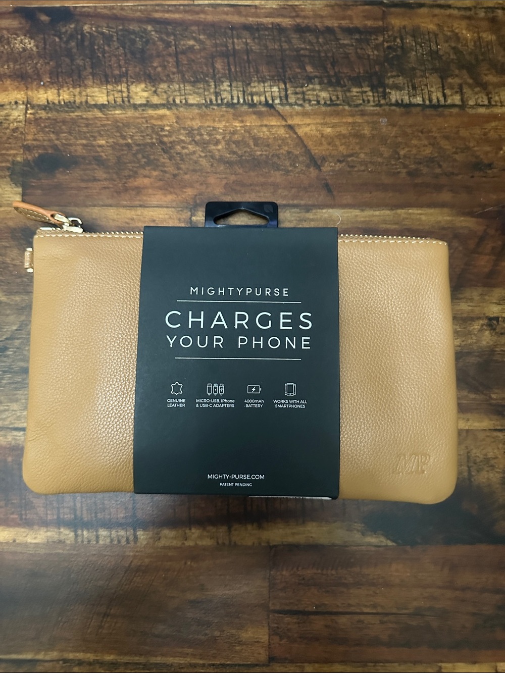 Leather Wristlet Clutch in Tan